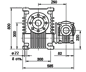 Габаритные и присоединительные размеры мотор-редукторов МЧ2-160